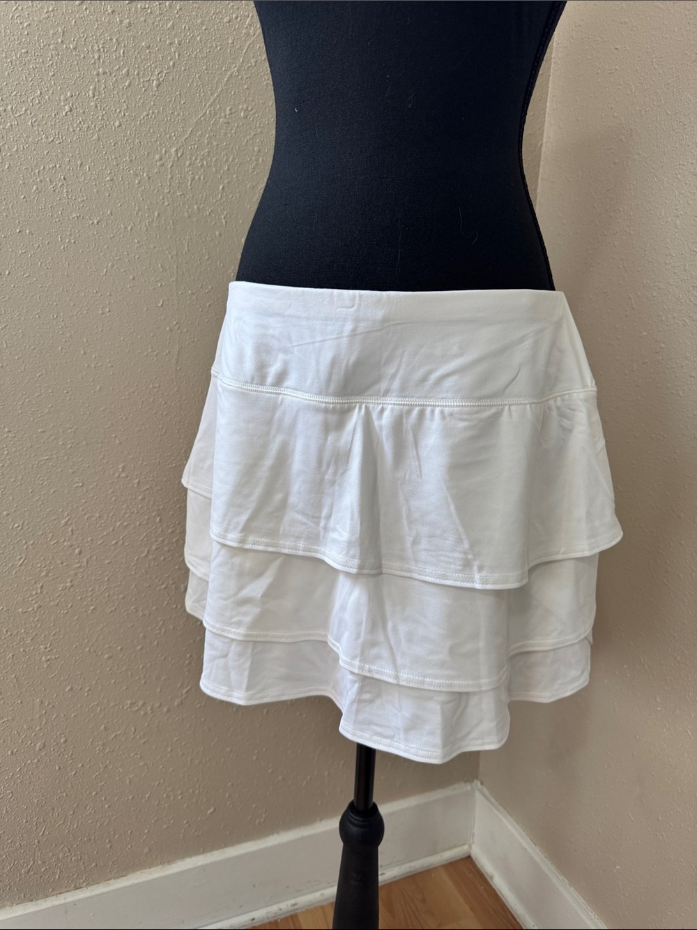Athleta White Tiered Ruffle Skater Skirt